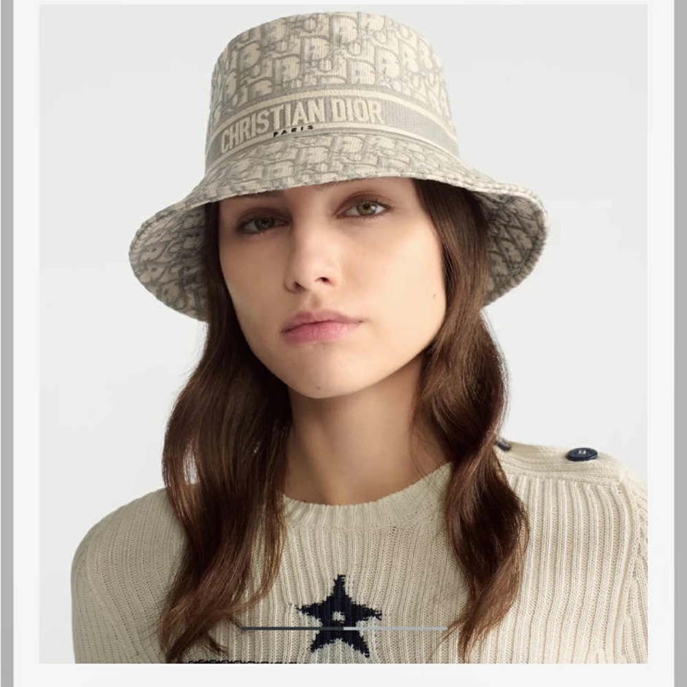 🔥 CHRISTIAN DIOR OBLIQUE BUCKET HAT SIZE 59 LIGHT GRAY w/COA - Picture 5 of 14